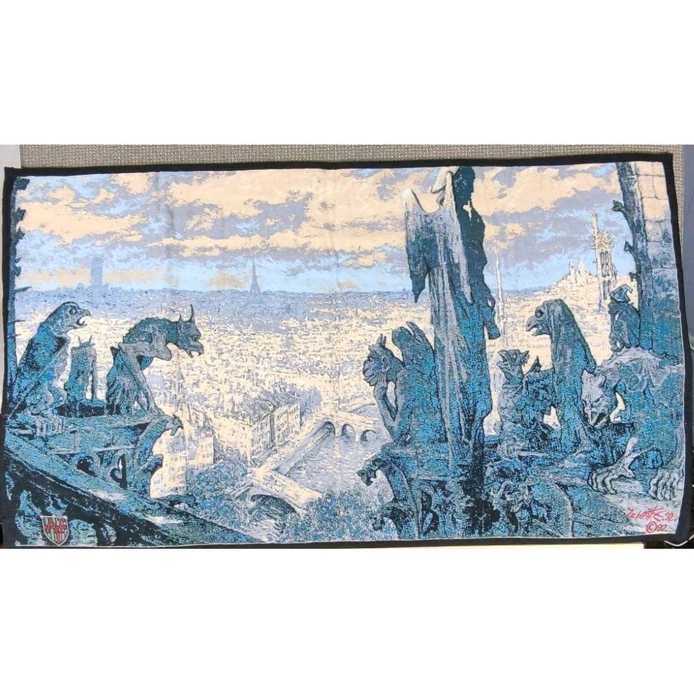 Vintage 1992 French Tapestry Gargouiles Point d'Aubusson Limited Ed 29/200 Paris